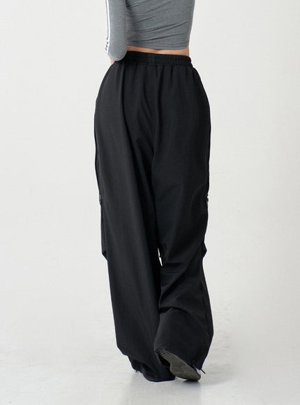 Unique Side Zipper Detailing Wide Bending Pants IS07