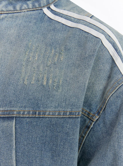 Men's Denim Zip-Up Track Jacket IF528