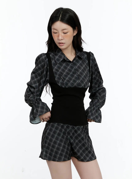 plaid-long-sleeve-mini-dress-cn517