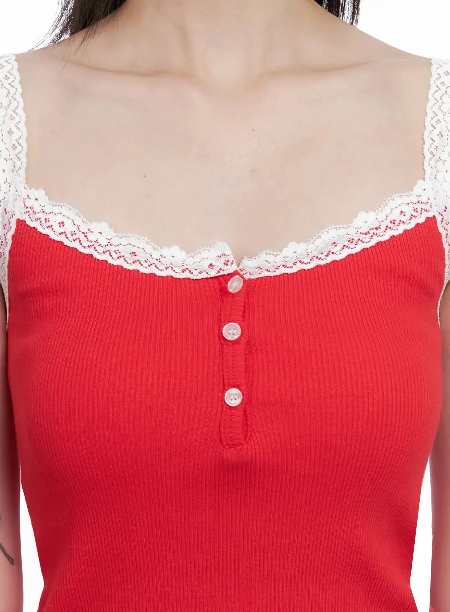 Lace Trim Tank Top IS508