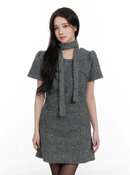 textured-mini-dress-and-scarf-set-cn526
