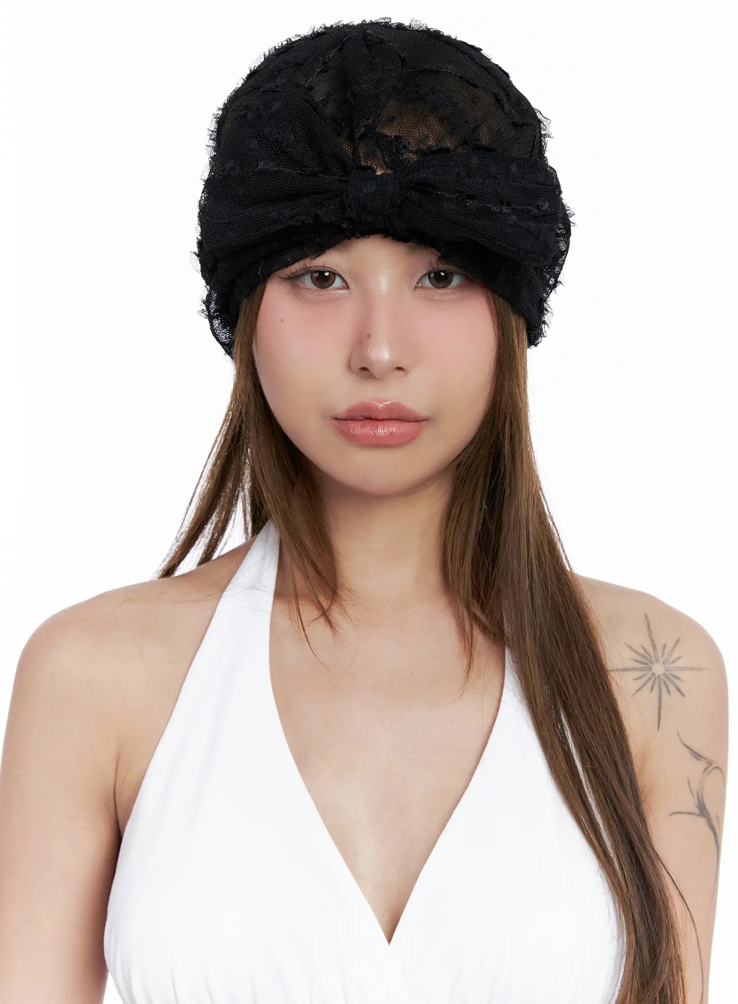 sheer-polka-dot-ribbon-beanie-cl514