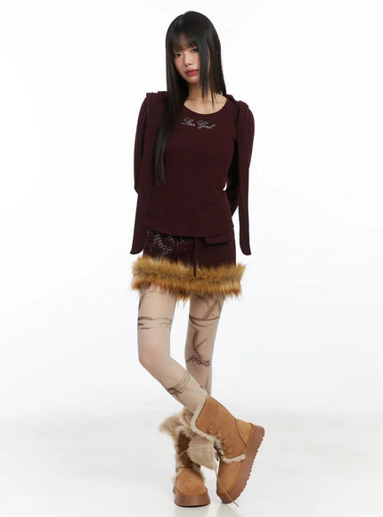 faux-fur-trim-mini-skirt-cd518