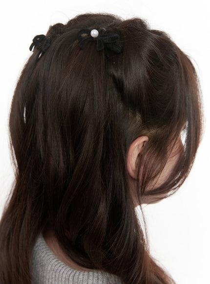 Pearl Black Ribbon Hairpin CJ515