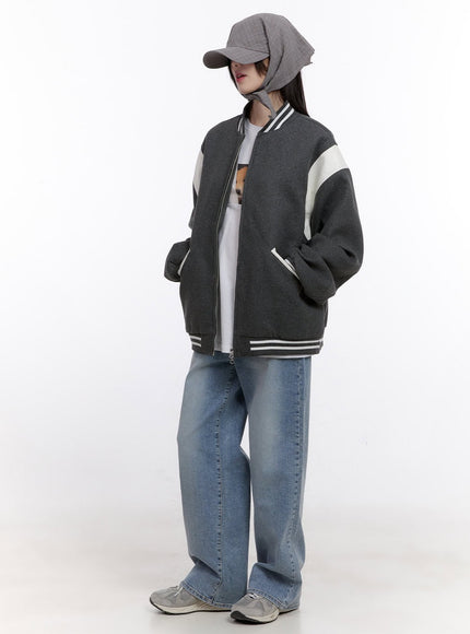 Oversized Wool-Blend Varsity Jacket CF512