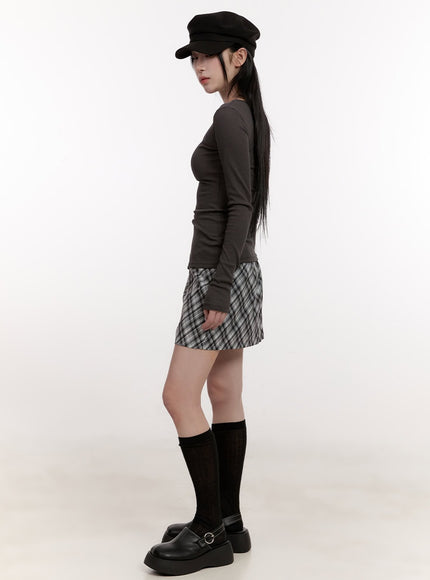 plaid-mini-skirt-cj531