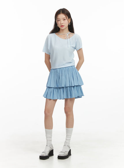 solid-ruched-ruffle-hem-mini-skirt-oy421