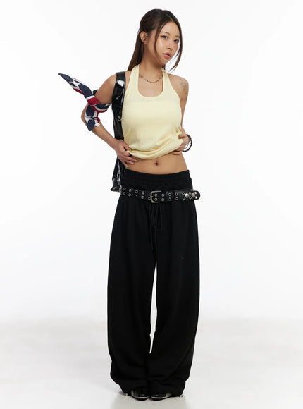 side-button-polka-dot-halter-top-cm525