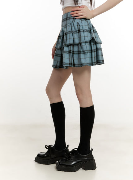 ruffle-plaid-mini-skirt-cm514