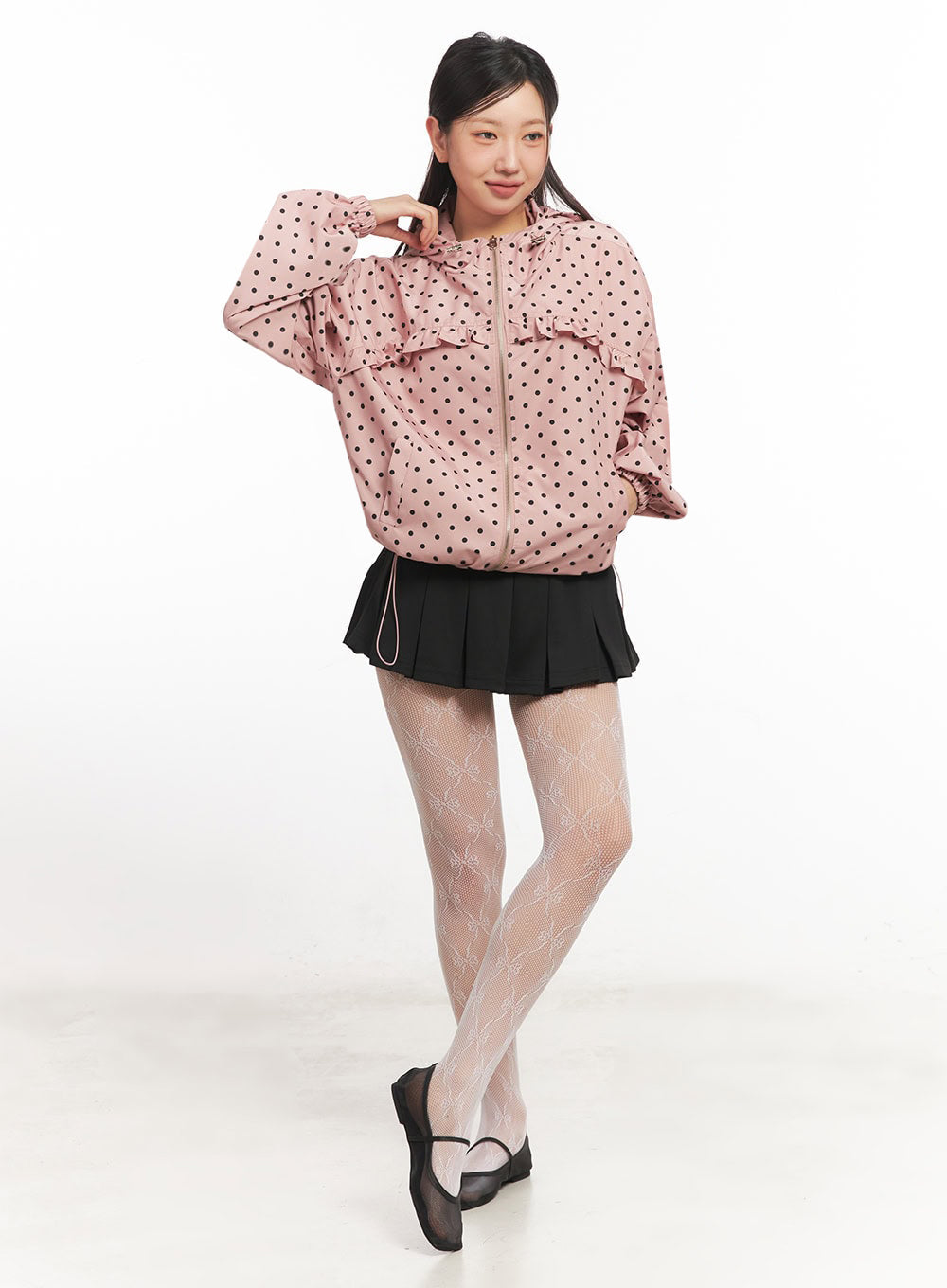 polka-dot-hooded-nylon-jacket-ia525