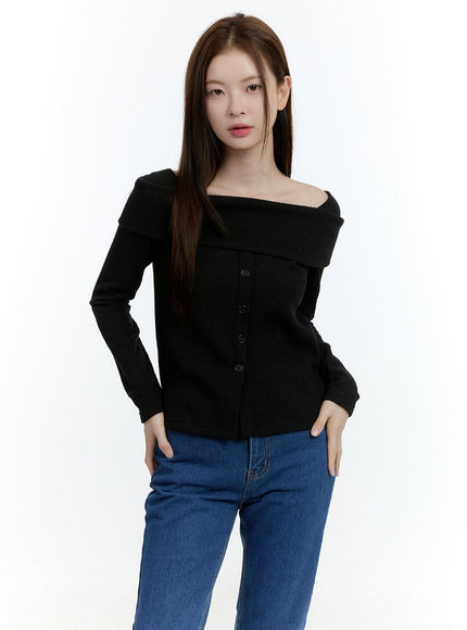 Cozy Buttoned Ribbed Sweater CF504