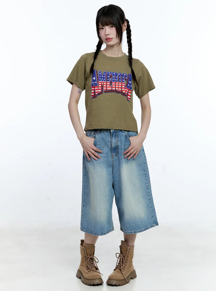 Patriotic Graphic Cropped Top CG507