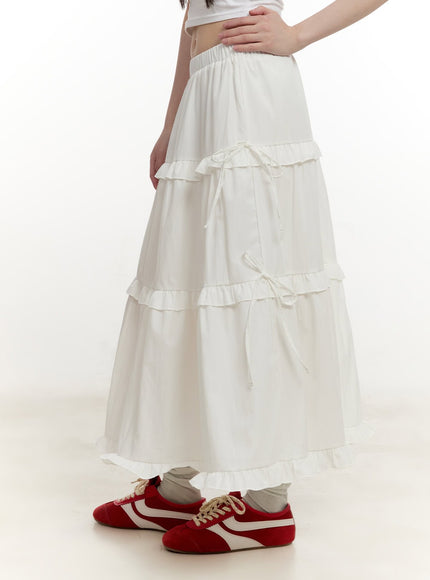 Ribbon Detail Tiered Maxi Skirt CM514