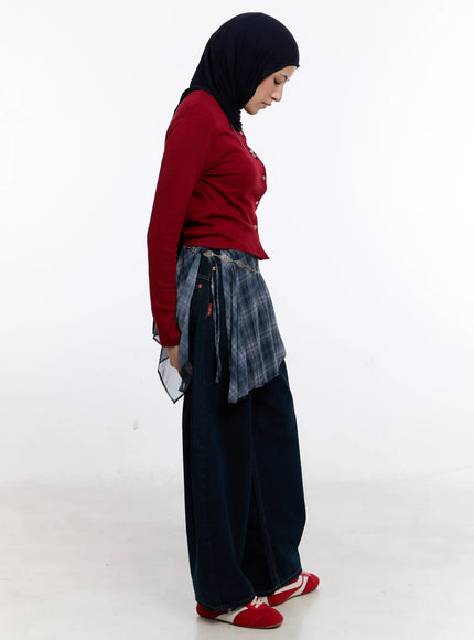 layered-plaid-mesh-midi-skirt-cs524