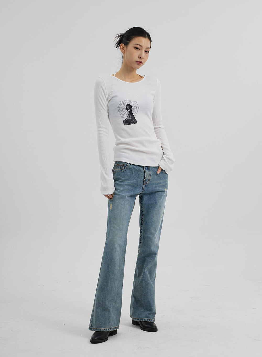 Graphic Ribbed Knit Top CF309