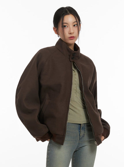 Trendy Oversized Zip-Up Jacket IJ503