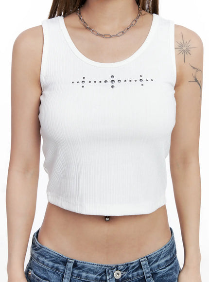 Studded Ribbed Tank Top CL514