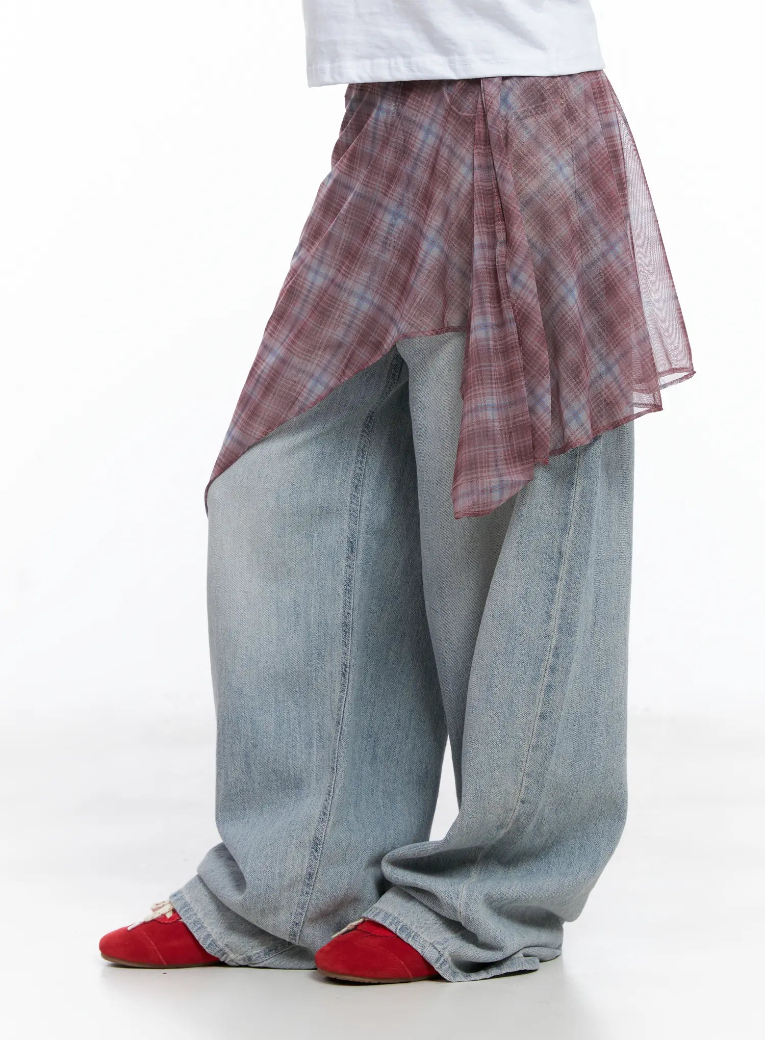 plaid-mesh-layered-wrap-midi-skirt-cl511