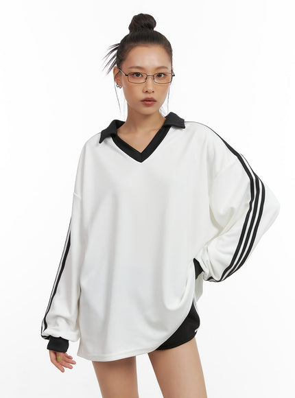 striped-v-neck-hoodie-co424