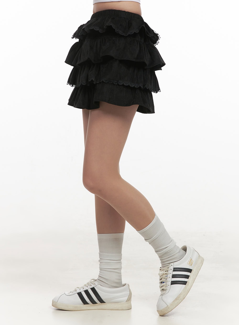 Layered-Ruffle Mini Skirt CJ514