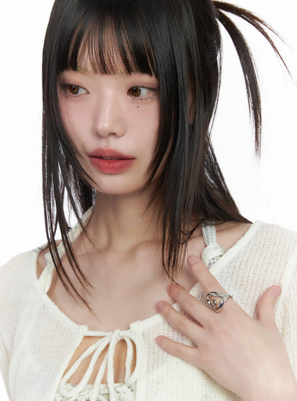 Twisted Big Heart Ring CM524