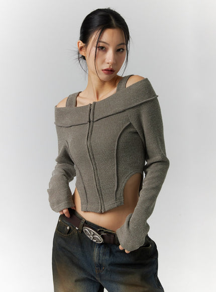 zip-cut-out-off-shoulder-crop-sweater-id306