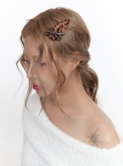 Leopard Ribbon Hairpin CJ502