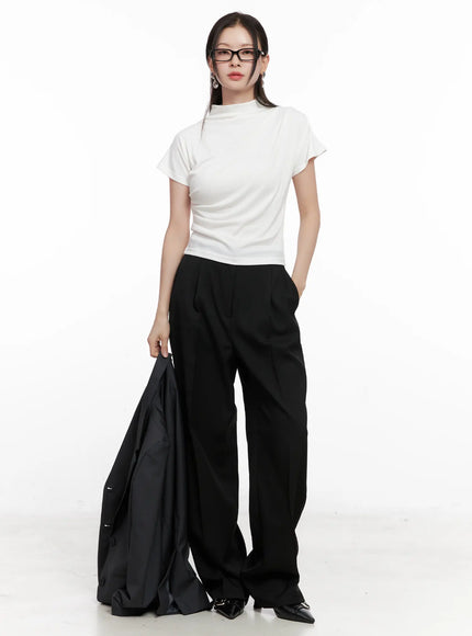 Draped Mock Neck Top CO531