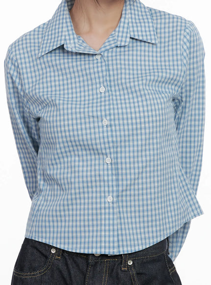 Plaid Button-Up Crop Shirt CG518