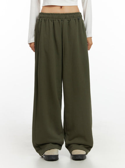classic-cotton-wide-fit-sweatpants-is427 / Dark green