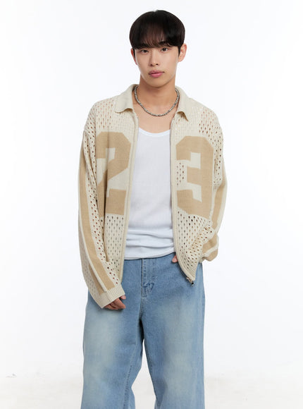 men-s-summer-zip-up-sweater-iy530 / Light beige