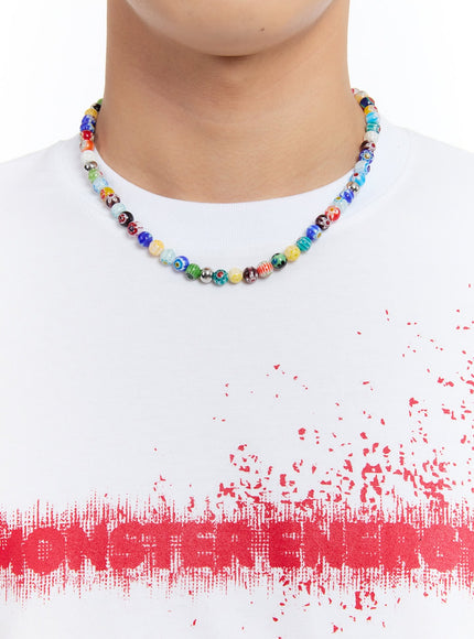 men-s-beachball-beaded-necklace-iy530 / Multi Color