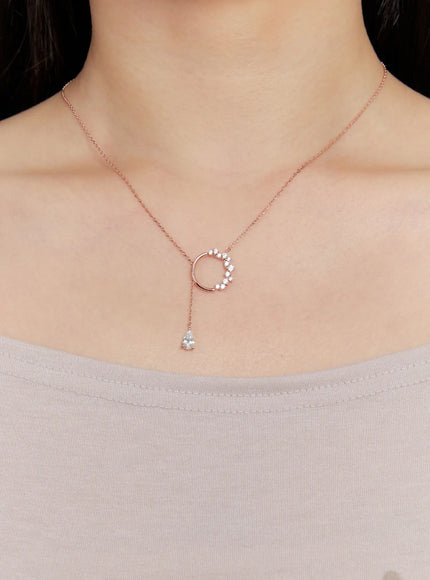 acc-halo-cross-necklace-kc1008 / Rose gold