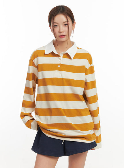 Stripe Long Sleeve Polo Shirt IM514