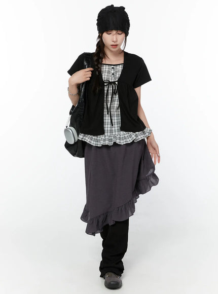 layered-check-frill-sleeve-top-cy515