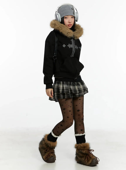 faux-fur-trim-zip-up-hoodie-id525