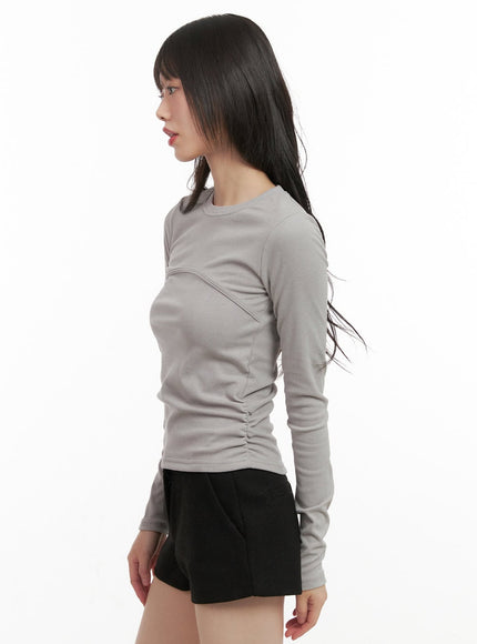 shirred-slim-fit-long-sleeve-top-cj506