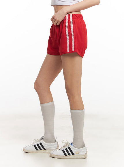 Lace-Trim Striped Shorts CA514