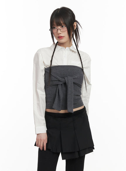 Layered Tie Tube Top CF519