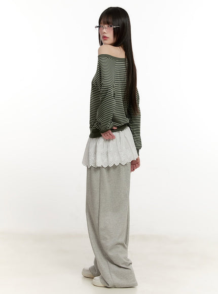 Striped One-Shoulder Sweatshirt CM514