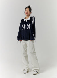 terry-collar-double-ribbon-sweatshirt-cd319