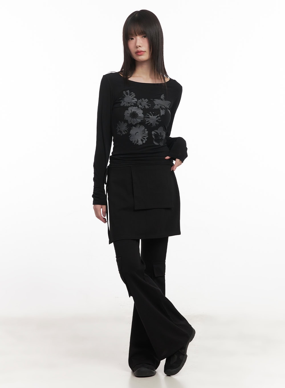 slim-fit-flared-pants-wrap-skirt-set-cm520