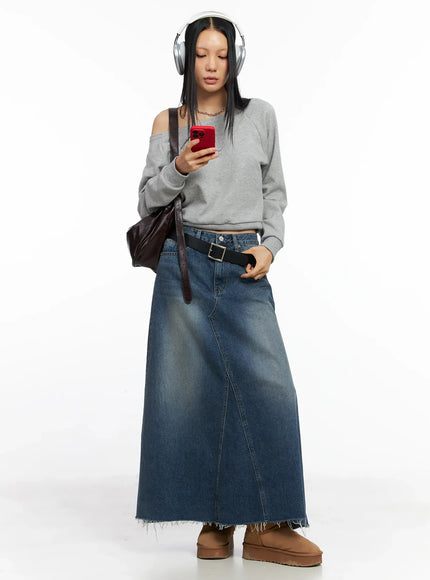 Flare Denim Maxi Skirt CO529