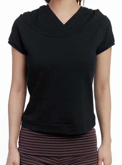Black Short Sleeve Hoodie CL511