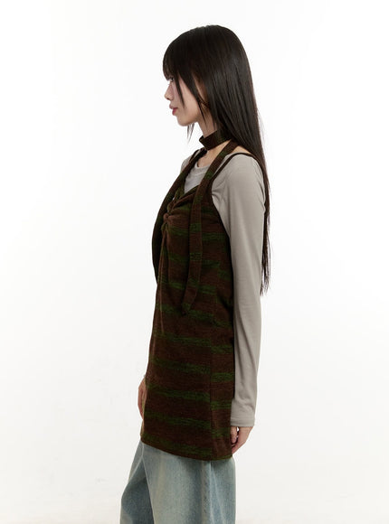 Shirred Mini Dress with Scarf CM513