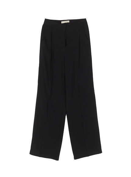 pintuck-wide-fit-pants-cu513 / Black