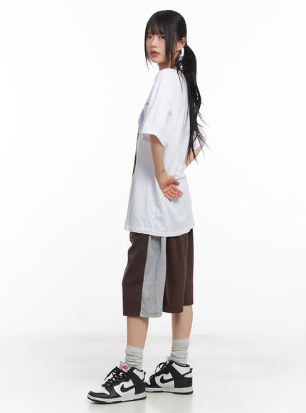 Dual-Tone Baggy Sweatshorts CY512