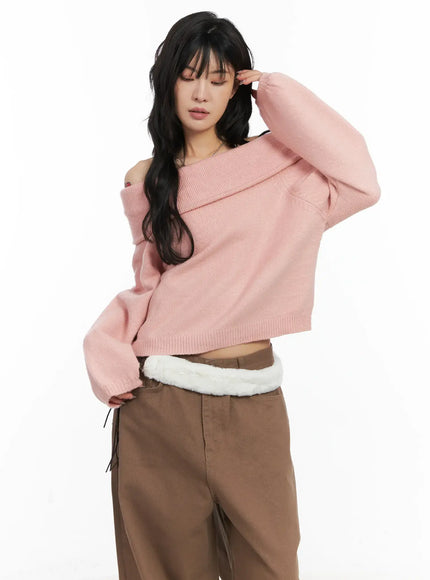 Cozy Off-Shoulder Knit Sweater CN528
