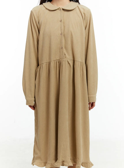 collared-corduroy-long-sleeve-maxi-dress-cd523
