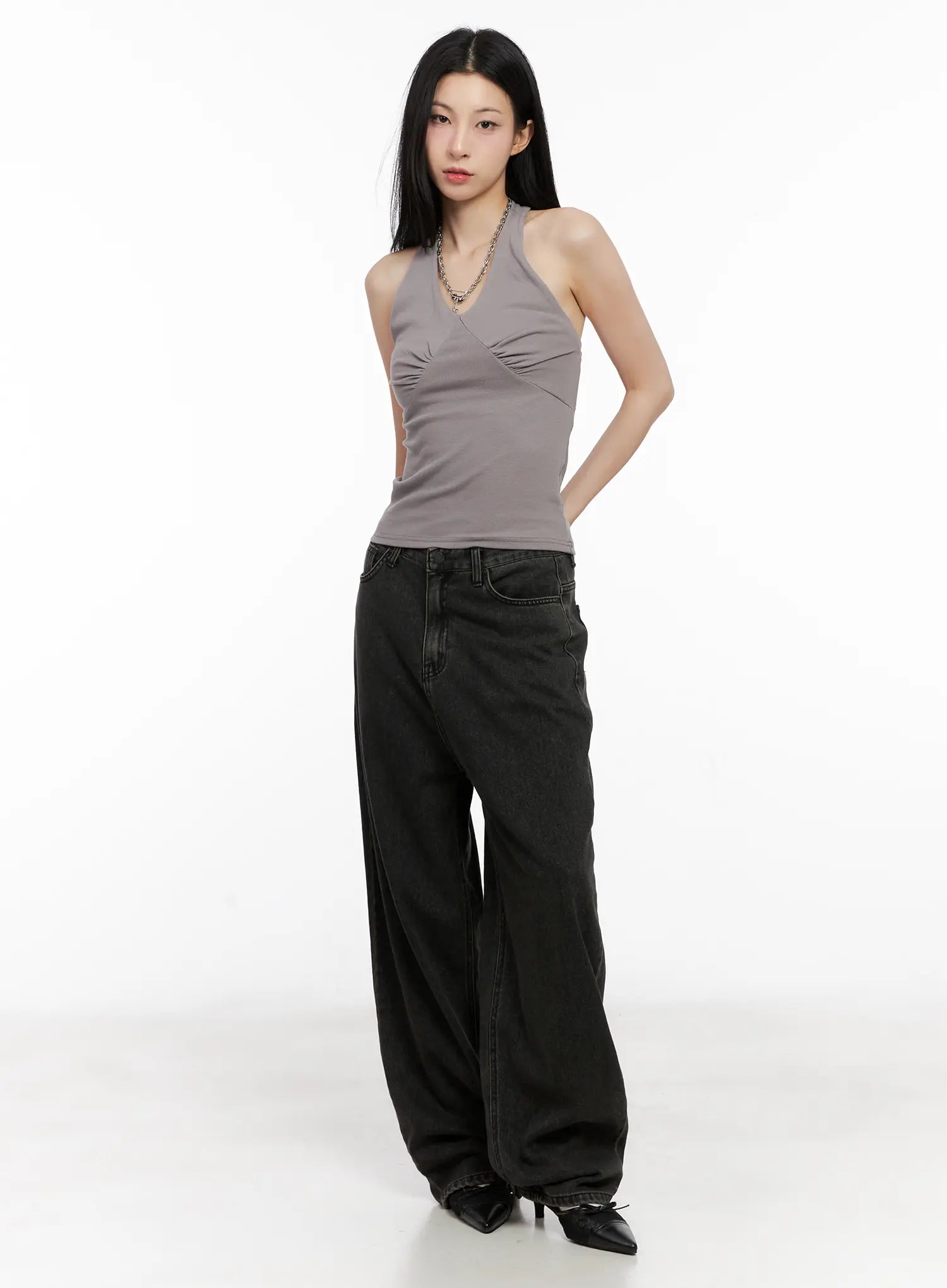 Ruched Halter Tank Top CG522